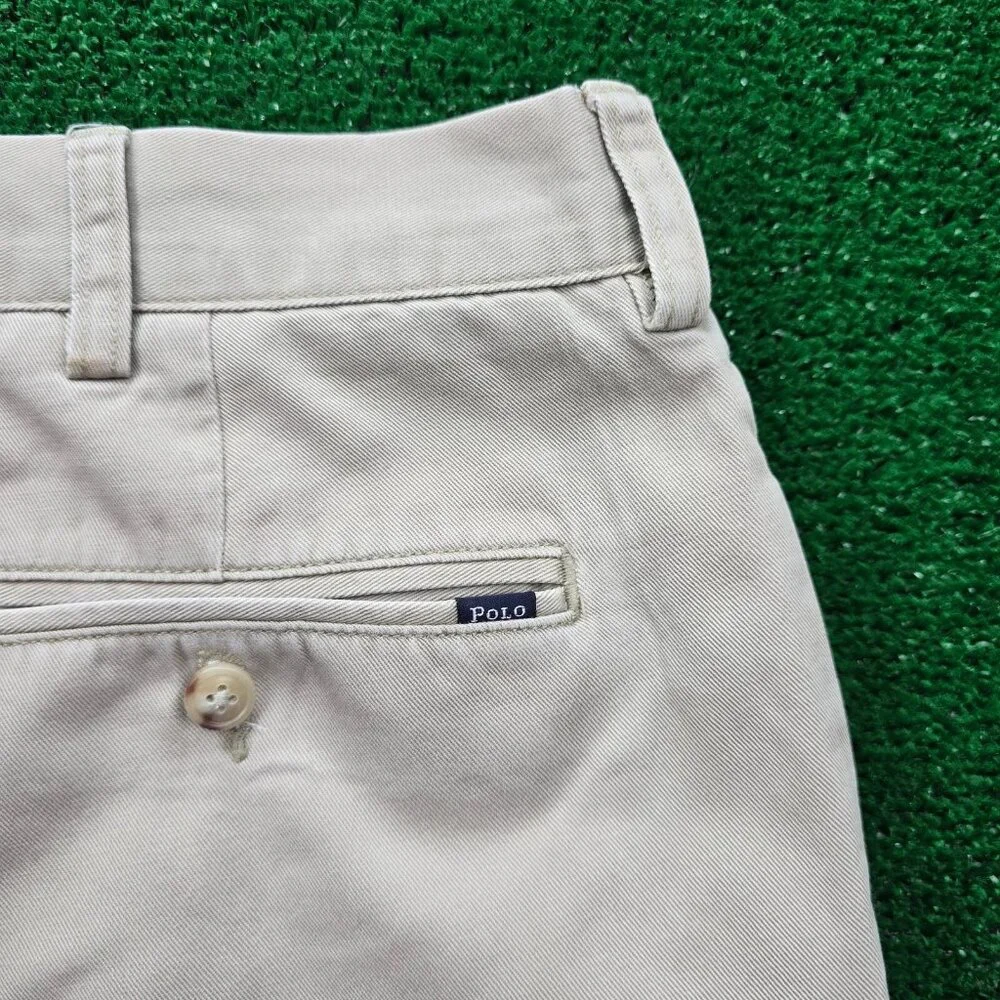 Polo Ralph Lauren Shorts Mens 36 Beige Chino Pleated Classic‎ Fit Golf Preppy